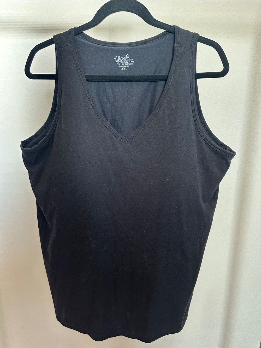 UV Skinz UPF 50+ Sunwear Black V-Neck Tank Top with Built-In Shelf Bra